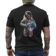 Astronaut Holds Earth In Space Men's T-shirt Back Print