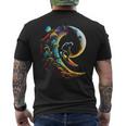 Astronaut Surfing Through Space Universe Galaxy Planets Moon Men's T-shirt Back Print