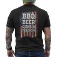 Bbq Beer Guns & Freedom Vintage Usa Flag Bbq Drinking Gun Men's T-shirt Back Print