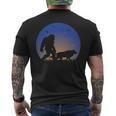 Bigfoot With Wolf Companion Silhouette Nightime Stars Men's T-shirt Back Print