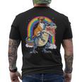 Boxer Riding DinosaurRex Dog Lover Boys Kids Rainbow Men's T-shirt Back Print
