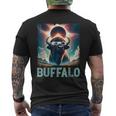 Buffalo Total Eclipse 2024 American Bison With Solar Glasses Men's T-shirt Back Print