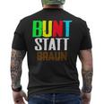 Bunt Statt Braun Kurzärmliges Herren-T-Kurzärmliges Herren-T-Shirt, Farbblock-Schrift Design, Schwarzes Tee