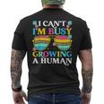 I Can't I'm Busy Growing A Human Pregnancy Announcement Mom Men's T-shirt Back Print