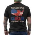 You Can't Spell Sausage Without Usa American Flag Patriotic Men's T-shirt Back Print