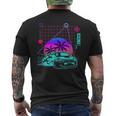 Car Drifting Aesthetic Vaporwave 80S Style Cars Lover Men's T-shirt Back Print