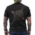 Cat Black Meme Dissociated Internet Men's T-shirt Back Print