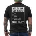 Cats Bist Du Hier Der Chef Mein Chef Ist Die Katze Chef T-Shirt mit Rückendruck