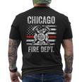 Chicago Illinois Fire Department Thin Red Line Fireman Men's T-shirt Back Print