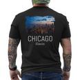 Chicago Skyline At Night Cool Souvenir Chicago Illinois Men's T-shirt Back Print