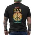 Cool Peace Give Pizza A Chance Pizza Lovers Men's T-shirt Back Print