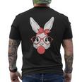 Cute Bunny With Bandana Glasses Headband Happy Easter Day Men's T-shirt Back Print