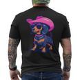 Cute Dachshund Pink Cowboy Hat Wiener Sausage Dog Puppy Men's T-shirt Back Print