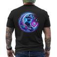 Cute Witchy Cat On The Moon Blue Purple Magical Cat Witch Men's T-shirt Back Print