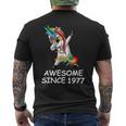 Dabbing Unicorn Awesome Since 1977 Birthday Men's T-shirt Back Print