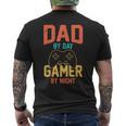 Dad By Day Gamer By Night Video Gamer Dad Fathers Day Men's T-shirt Back Print