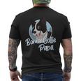 Damen Border Collie Papa Mit Comic Zeichnung Herren Mit-Ausschnitt T-Shirt mit Rückendruck