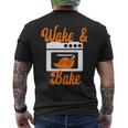 Damen Wake & Bake Thanksgiving Truthahn Lustiger Papa Witz Friendsgiving Mit-Ausschnitt T-Shirt mit Rückendruck