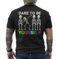 Dare To Be Your Self Dabbing Skeleton Autism Awareness Men's T-shirt Back Print