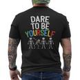 Dare To Be Yourself Autism Awareness Dabbing Skeleton Men's T-shirt Back Print