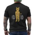Deadlifting Cat Weightlifters Gym Workout Mens Back Print T-shirt