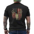 Deer Hunters Deer Skull On American Flag Mens Back Print T-shirt