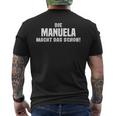 Die Manuela Macht Das Schon Slogan T-Shirt mit Rückendruck