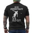 Disc Golf Never Underestimate The Old Guy Frolf Tree Golfing Men's T-shirt Back Print