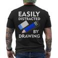 Distracted By Drawing Hobby Illustrator Men's T-shirt Back Print