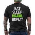 Eat Sleep Brawl Repeat Lustigesideospiel T-Shirt mit Rückendruck