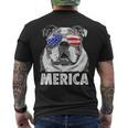 English Bulldog 4Th Of July Merica Usa Flag Retro Men's T-shirt Back Print