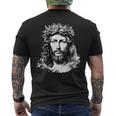 Face Of Jesus Christ Crown Of Thorns Catholic Faith Men's T-shirt Back Print