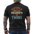 Father's Day Grandpa Tee Double Blessed Grandpa Of Twins Mens Back Print T-shirt