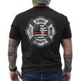 Firefighter Fireman Maltese Cross Thin Red Line Men's T-shirt Back Print