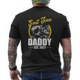 First Time Daddy New Dad Est 2022 Father's Day Mens Back Print T-shirt