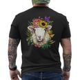 Floral Sheep Lamb Farm Animal Face Farmer Sheep Lover Men's T-shirt Back Print