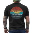 Flying Fishing Bass Salmon Fish Trout Lake Michigan Retro Men's T-shirt Back Print