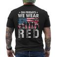 On Fridays We Wear Red Military Veteran Day Us Flag Men's T-shirt Back Print