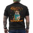 Fun English Bulldog Thanksgiving Autumn Dog Lover Mens Back Print T-shirt