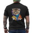 Galaxy Cat Space Cat Eat Pizza And Taco Mens Back Print T-shirt