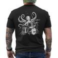 Octopus Playing Drums Drummer Musician Band Drumming Men's T-shirt Back Print