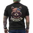 Raccoon 4Th Of July American Flag Patriotic Raccoon Men's T-shirt Back Print
