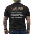 Realtor Definition Realtor Life Real Estate Agent Men's T-shirt Back Print