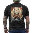Gato Samurai Guerrero Japonés Ninja Kitty Kawaii Camiseta Hombre Estampado Espalda