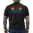 Gay Pride Strong Gym Rainbow Barbell Mens Back Print T-shirt