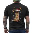 German Shepherd Christmas Reindeer Christmas Lights Pajama Mens Back Print T-shirt