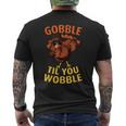 Gobble Til You Wobble Dabbing Turkey Thanksgiving Day Men's T-shirt Back Print