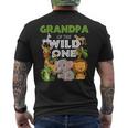 Grandpa Of The Wild One Zoo Birthday Safari Jungle Animal Men's T-shirt Back Print