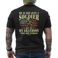 My Grandson Is A Solider Proud Army Granddad Grandpa Mens Back Print T-shirt