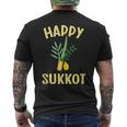 Happy Sukkot The Four Species Lulav Etrog Jewish Israeli Men's T-shirt Back Print